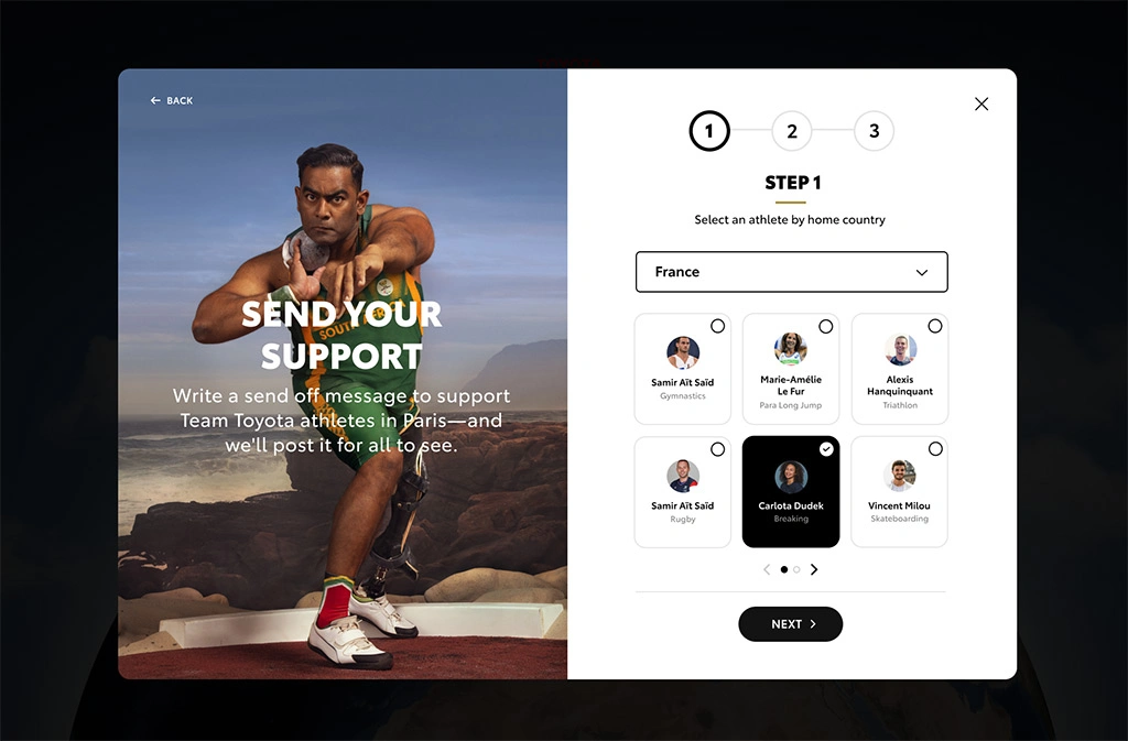 Athlete story page